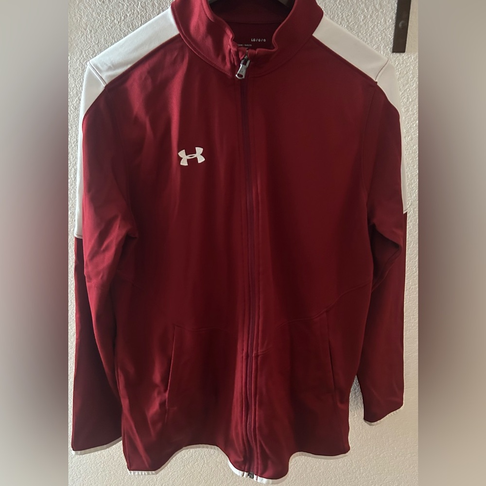 Under Armour Men's Crimson and White Varsity Jacket